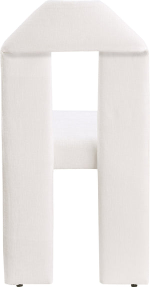Meridian Furniture Bennett Upholstered Dining Chair with Geometric Silhouette and Ergonomic Seat for Modern Rooms Cream Chenille Fabric 998Cream-C