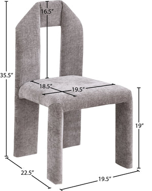 Meridian Furniture Bennett Upholstered Dining Chair with Geometric Silhouette and Ergonomic Seat for Modern Rooms Grey Chenille Fabric 998Grey-C