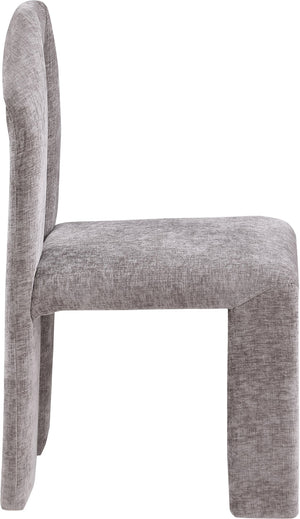 Meridian Furniture Bennett Upholstered Dining Chair with Geometric Silhouette and Ergonomic Seat for Modern Rooms Grey Chenille Fabric 998Grey-C