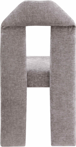 Meridian Furniture Bennett Upholstered Dining Chair with Geometric Silhouette and Ergonomic Seat for Modern Rooms Grey Chenille Fabric 998Grey-C