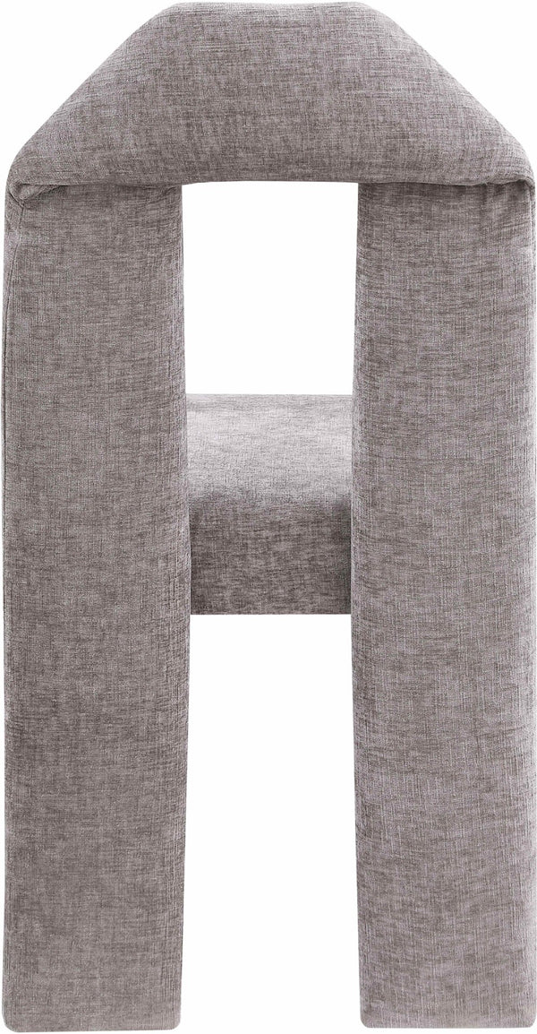 Meridian Furniture Bennett Upholstered Dining Chair with Geometric Silhouette and Ergonomic Seat for Modern Rooms Grey Chenille Fabric 998Grey-C