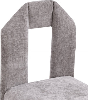 Meridian Furniture Bennett Upholstered Dining Chair with Geometric Silhouette and Ergonomic Seat for Modern Rooms Grey Chenille Fabric 998Grey-C