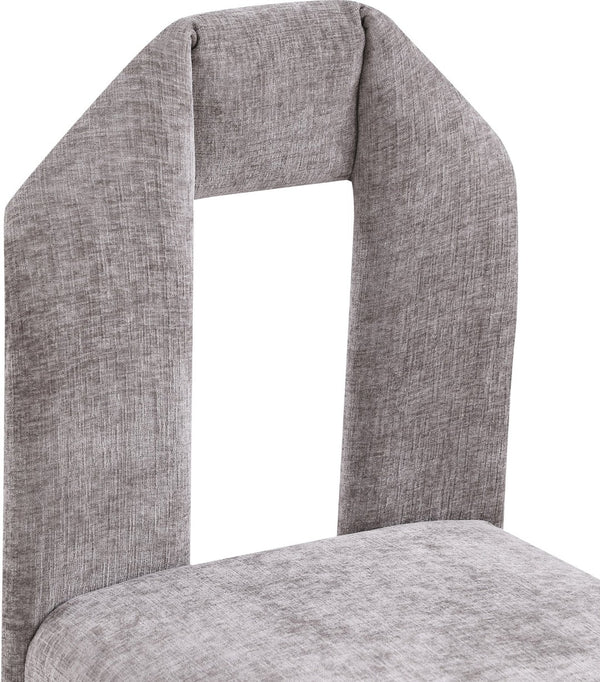 Meridian Furniture Bennett Upholstered Dining Chair with Geometric Silhouette and Ergonomic Seat for Modern Rooms Grey Chenille Fabric 998Grey-C