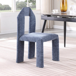 Meridian Furniture Bennett Upholstered Dining Chair with Geometric Silhouette and Ergonomic Seat for Modern Rooms Light Blue Chenille Fabric 998LtBlu-C