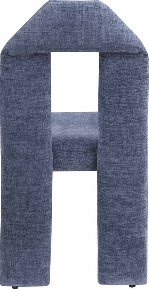 Meridian Furniture Bennett Upholstered Dining Chair with Geometric Silhouette and Ergonomic Seat for Modern Rooms Light Blue Chenille Fabric 998LtBlu-C