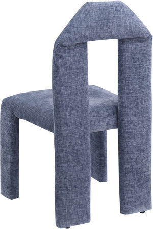 Meridian Furniture Bennett Upholstered Dining Chair with Geometric Silhouette and Ergonomic Seat for Modern Rooms Light Blue Chenille Fabric 998LtBlu-C