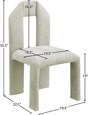 Meridian Furniture Bennett Upholstered Dining Chair with Geometric Silhouette and Ergonomic Seat for Modern Rooms Mint Chenille Fabric 998Mint-C