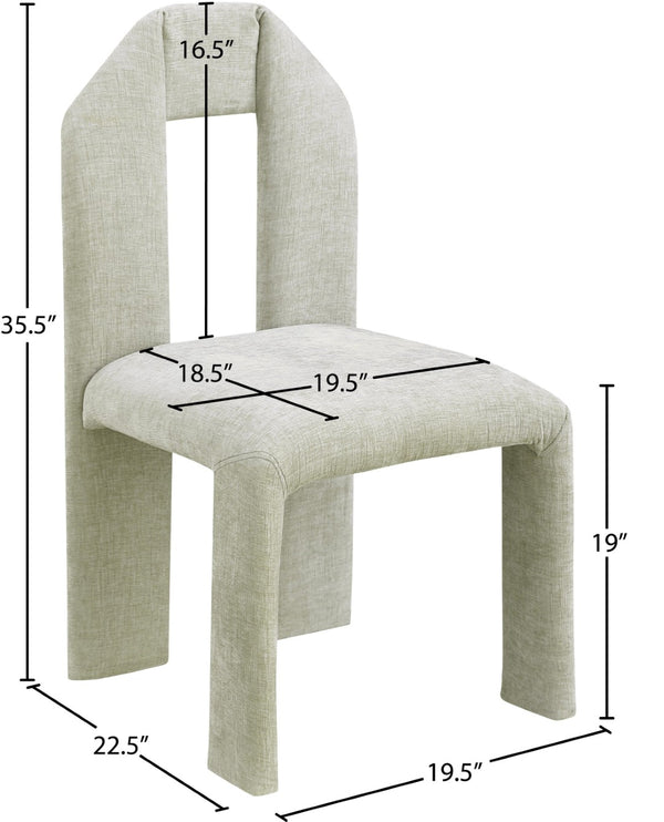 Meridian Furniture Bennett Upholstered Dining Chair with Geometric Silhouette and Ergonomic Seat for Modern Rooms Mint Chenille Fabric 998Mint-C