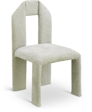 Meridian Furniture Bennett Upholstered Dining Chair with Geometric Silhouette and Ergonomic Seat for Modern Rooms Mint Chenille Fabric 998Mint-C