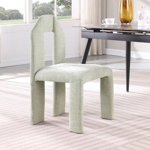 Meridian Furniture Bennett Upholstered Dining Chair with Geometric Silhouette and Ergonomic Seat for Modern Rooms Mint Chenille Fabric 998Mint-C
