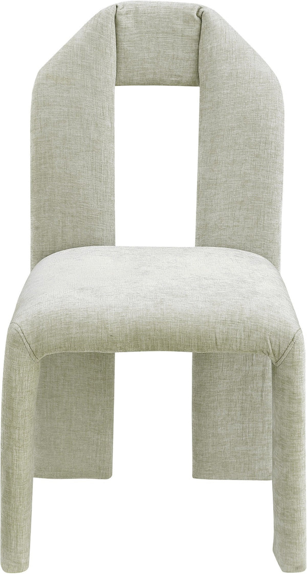 Meridian Furniture Bennett Upholstered Dining Chair with Geometric Silhouette and Ergonomic Seat for Modern Rooms Mint Chenille Fabric 998Mint-C