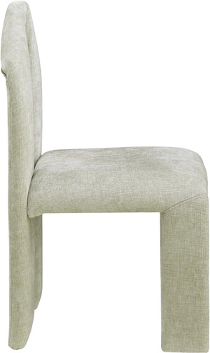 Meridian Furniture Bennett Upholstered Dining Chair with Geometric Silhouette and Ergonomic Seat for Modern Rooms Mint Chenille Fabric 998Mint-C
