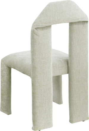 Meridian Furniture Bennett Upholstered Dining Chair with Geometric Silhouette and Ergonomic Seat for Modern Rooms Mint Chenille Fabric 998Mint-C