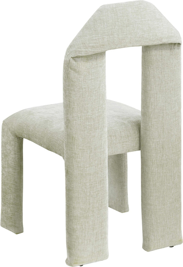 Meridian Furniture Bennett Upholstered Dining Chair with Geometric Silhouette and Ergonomic Seat for Modern Rooms Mint Chenille Fabric 998Mint-C