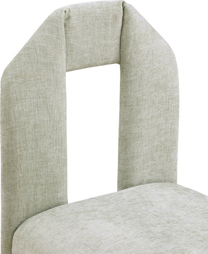 Meridian Furniture Bennett Upholstered Dining Chair with Geometric Silhouette and Ergonomic Seat for Modern Rooms Mint Chenille Fabric 998Mint-C