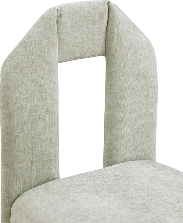 Meridian Furniture Bennett Upholstered Dining Chair with Geometric Silhouette and Ergonomic Seat for Modern Rooms Mint Chenille Fabric 998Mint-C