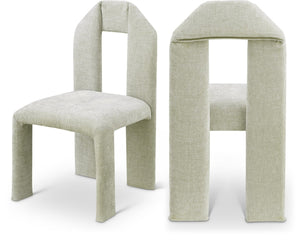 Meridian Furniture Bennett Upholstered Dining Chair with Geometric Silhouette and Ergonomic Seat for Modern Rooms Mint Chenille Fabric 998Mint-C