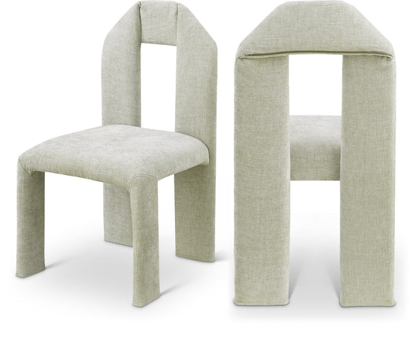 Meridian Furniture Bennett Upholstered Dining Chair with Geometric Silhouette and Ergonomic Seat for Modern Rooms Mint Chenille Fabric 998Mint-C