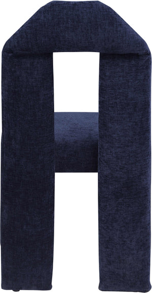 Meridian Furniture Bennett Upholstered Dining Chair with Geometric Silhouette and Ergonomic Seat for Modern Rooms Navy Chenille Fabric 998Navy-C