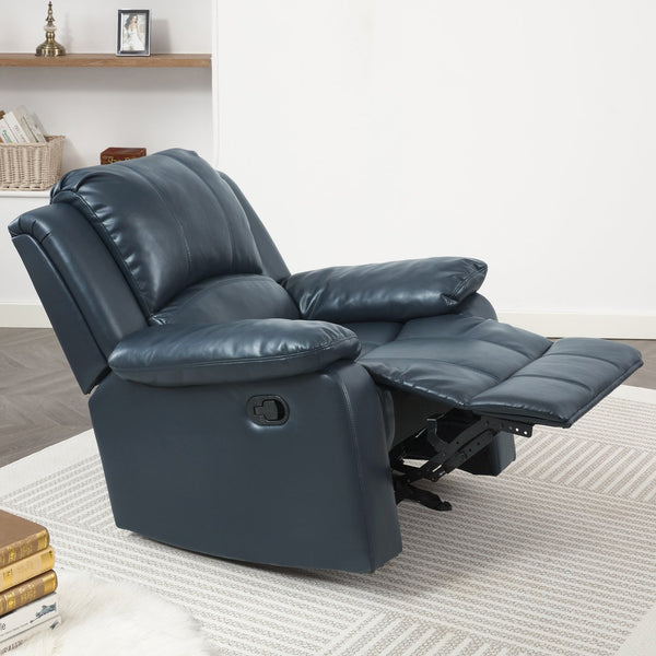 English Elm Charlotte Midnight Blue Leather Gel Glider Recliner - Elegant Comfort For Living Spaces & Relaxation B050P322571