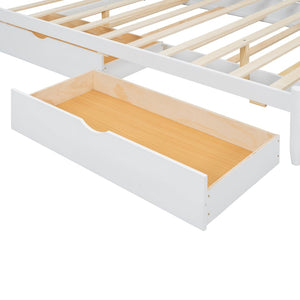 English Elm Queen Size Platform Bed With Twin Xl Trundle, 2 Storage Drawers, Elegant Design For Space-Saving N820S00025K-GIGA