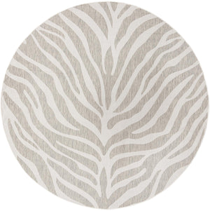 Unique Loom Outdoor Safari Tsavo Machine Made Animal Print Rug Gray, Ivory 10' 0" x 10' 0"