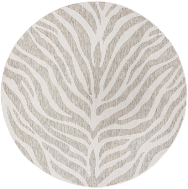 Unique Loom Outdoor Safari Tsavo Machine Made Animal Print Rug Gray, Ivory 10' 0" x 10' 0"