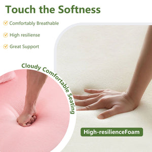 English Elm Queen Foldable Sofa Bed with Plush Chenille Cover, High-Density Foam Convertible Futon for Living Room Guest Room Bedroom Pink W1829P348205