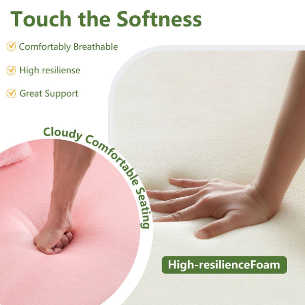 English Elm Queen Foldable Sofa Bed with Plush Chenille Cover, High-Density Foam Convertible Futon for Living Room Guest Room Bedroom Pink W1829P348205