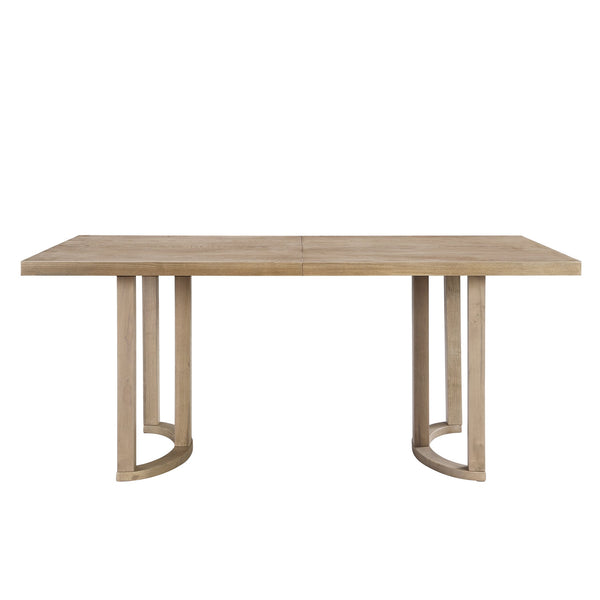 English Elm Christopher Knight Home® - 69 69 INCHES DINING TABLE - Sleek Solid Wood & MDF Rectangular Table with U-Shaped Trestle Base, Seats 6 Natural Ash N771P256927A