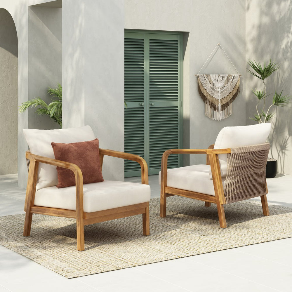 English Elm Christopher Knight Home® - [Set Of 2] 28" Comfortable Outdoor Lounge Chairs With Woven Backrest And Plush Cushions For Relaxation N767P255015T_2