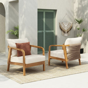 English Elm Christopher Knight Home® - [Set Of 2] 28" Comfortable Outdoor Lounge Chairs With Woven Backrest And Plush Cushions For Relaxation N767P255015T_2