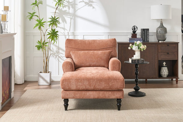 English Elm Modern Chaise Lounge with Plush High-Resilience Cushion and Solid Wood Frame for Durable Comfort Orange W2120P296385