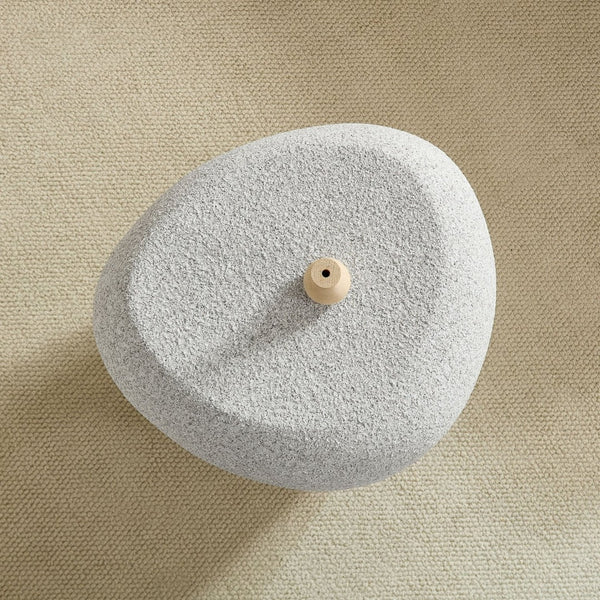 English Elm 19.29 Inch Fiberglass Stacked Stone Side Table Sculpted Organic Form for Living Room Beige W2582P427035