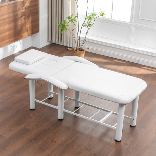 English Elm Professional Spa Treatment Bed with Pu Leather Cushion Steel Frame and Storage Shelf W1422P365690