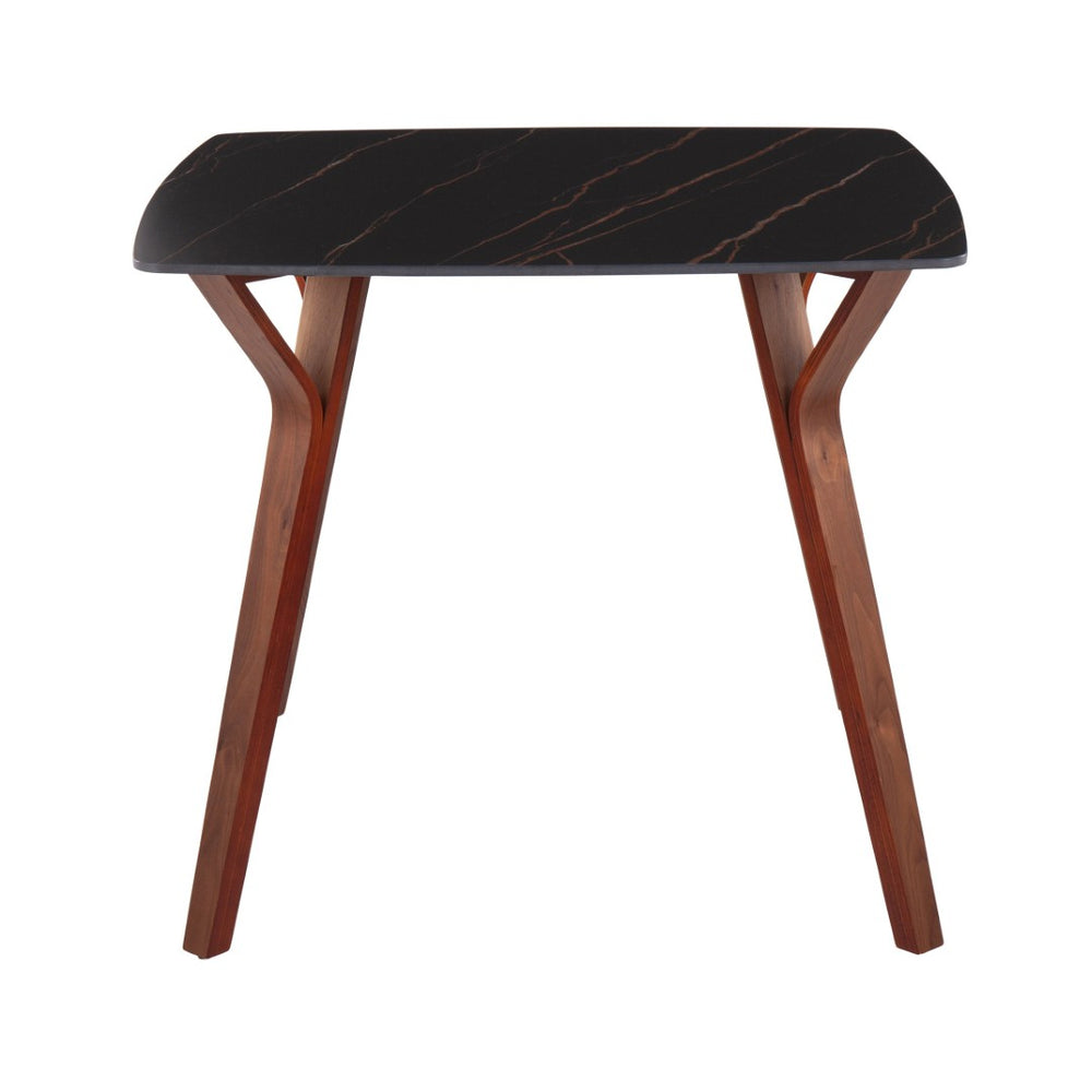 English Elm Dinette Square Marble Top Table with Walnut Bentwood Legs Seats Four Apartments B202P471542