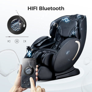 English Elm Bosscare Full Body Shiatsu Recliner with Sl Track 3d Rollers and App Control Black W730P162463