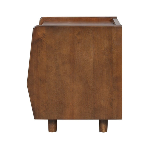 English Elm Black Rattan Panel Nightstand with Open Shelf Drawer Mdf Modern Bedroom Storage N770P374577D