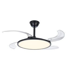 English Elm 42 Inch Retractable Ceiling Fan With Remote - Modern Black Low-Profile Fan & Dimmable Light Setup W2312P375021