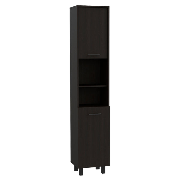 English Elm Hobart Tall Kitchen Pantry Cabinet with Four Legs, Three Interior Shelves, Two Shelves, Two Doors Black 83.9 L x 20.5 W x 5 H B07091870