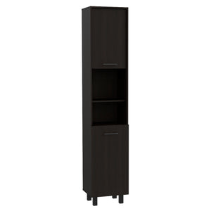 English Elm Hobart Tall Pantry Cabinet with 78" Height, Three Interior Shelves, Dual Cabinets for Kitchen Storage Black 83.9 L x 20.5 W x 5 H B20091870