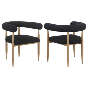 English Elm 2pc Mid-century Dining Side Chairs with Foam Padded Seats and Spindle Back in Neutral Wheat Upholstery Black 55.12 L x 32.68 W x 7.87 H B011P301318
