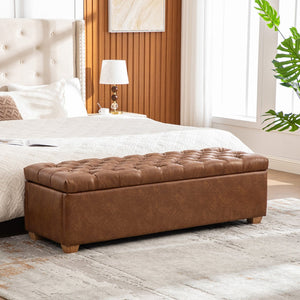 English Elm 60.2'' Chenille Tufted Flip Top Storage Bench with Rubberwood Legs for Bedroom W3118P462296