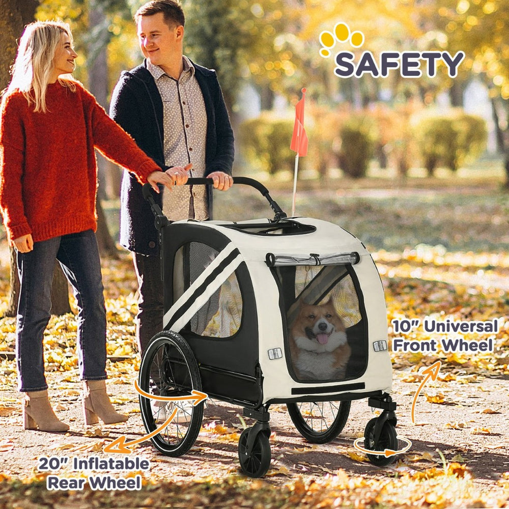 English Elm Aosom Convertible Pet Bike Trailer Stroller for Small Dogs Oxford Fabric Safe Ride W2225P229721