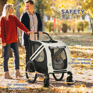 English Elm Aosom Convertible Pet Bike Trailer Stroller for Small Dogs Oxford Fabric Safe Ride W2225P229721