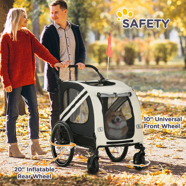 English Elm Aosom Convertible Pet Bike Trailer Stroller for Small Dogs Oxford Fabric Safe Ride W2225P229721