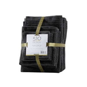 English Elm 100% Cotton Quick Dry 12-Piece Bath Towel Set - Zero Twist Duet, Soft Absorbent Bath/Hand/Washcloths B035P294208