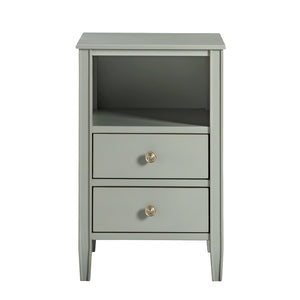 English Elm Winston 2-Drawer Storage Nightstand with Brushed Gold Knobs, Open Shelf, Fluted Legs, No Assembly Antique Grey B050P376956