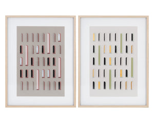 Sunpan DOOR TO DOOR (SET OF 2) - Stunning 36" X 49" Hinged Paper Art with Natural Frame & Gold Accents A0392