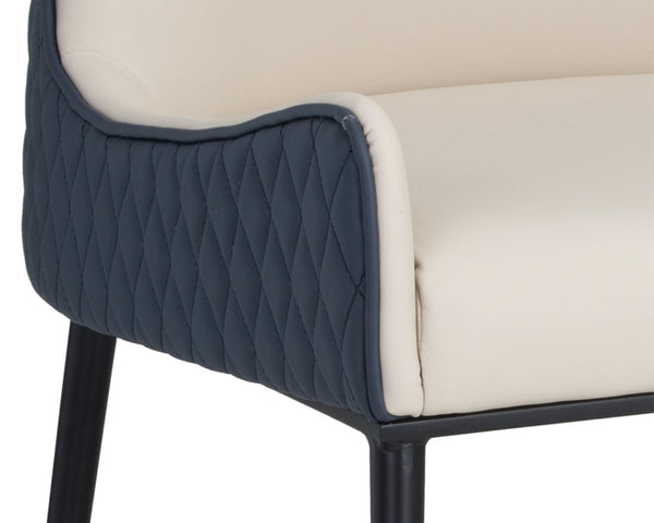 Sunpan GIANNI Dining Chair - Stylish Dillon Cream & Thunder Faux Leather with Gold Accents for Comfort 105288